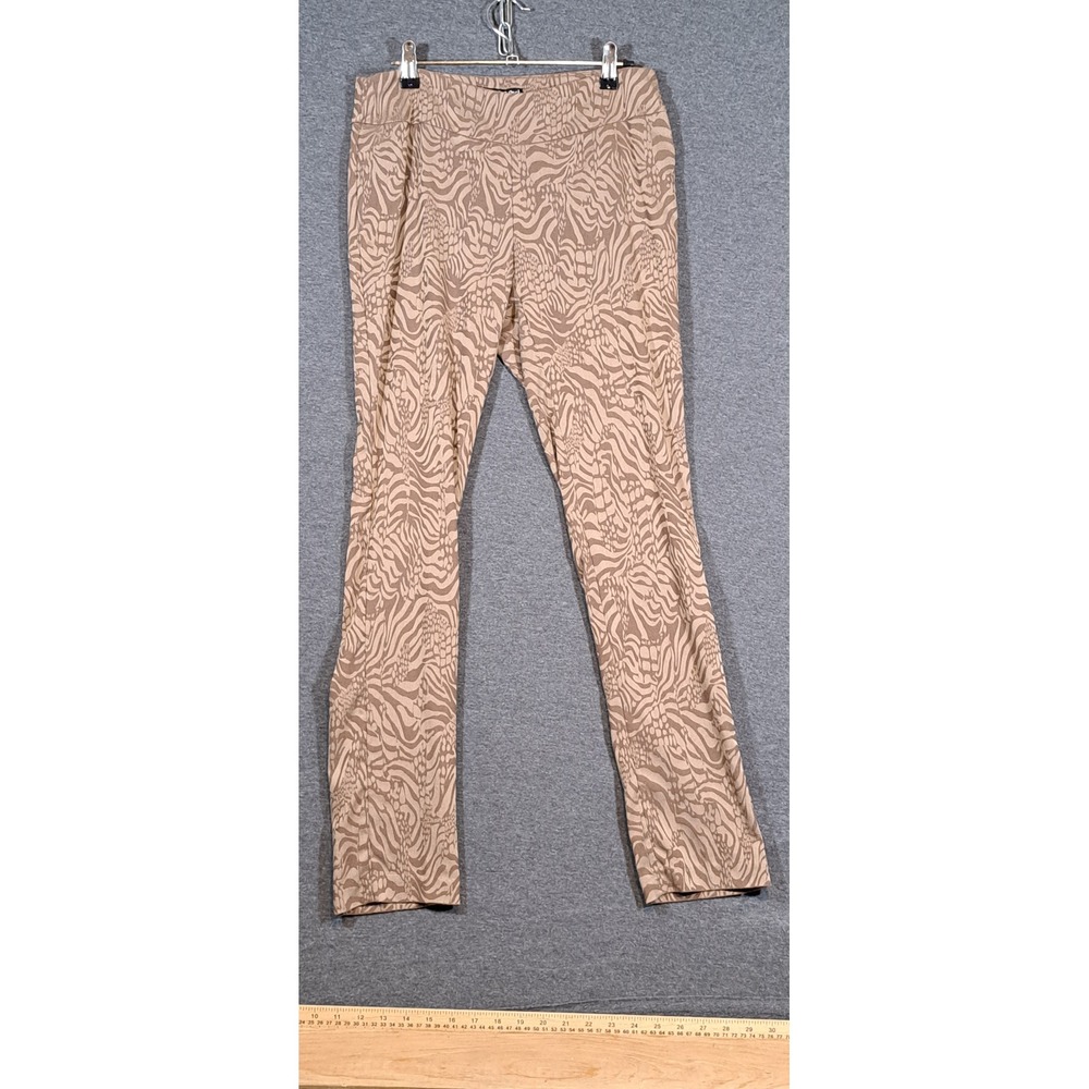 Peck & Peck Womens Size 4 Zebra Animal Print Pull On Slim Leg Pants Tan Beige